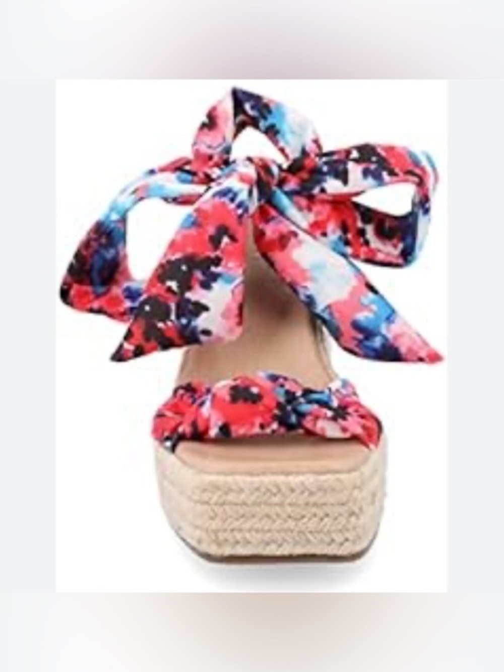 Journee Collection Red, Blue and Pink Floral Tie-Ankle Platform Sandal